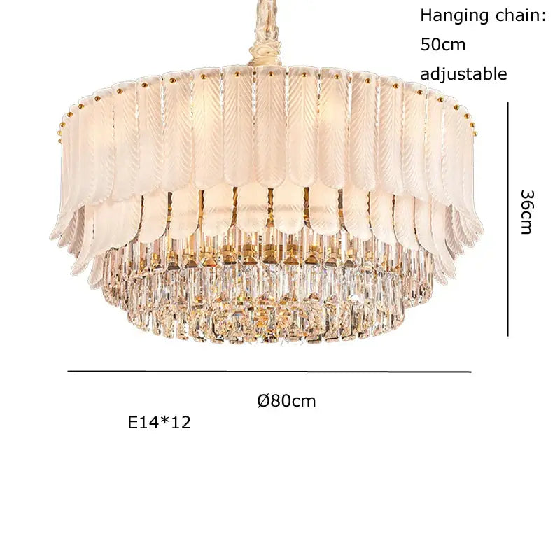 Crystal feather ceiling pendant light – living room glass chandelier