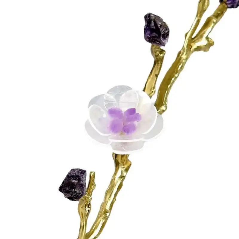 Crystal flower tree sculpture with white marble base living room decor