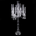 Crystal glass candle holders with teardrop accents for dining room
