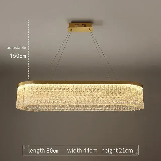 Crystal glass gold pendant chandelier dining room cascading light
