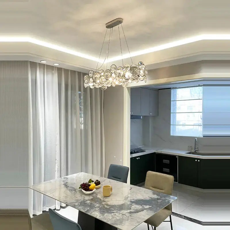 Crystal magic ring pendant light dining room crystal bubble chandelier