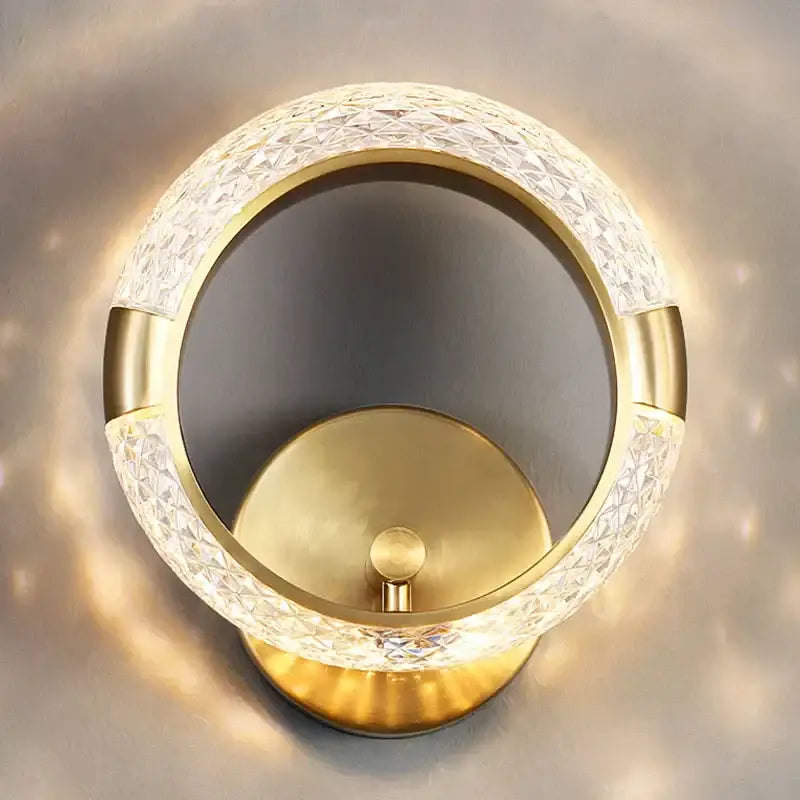 Crystal nordic wall sconce gold ring bedroom light