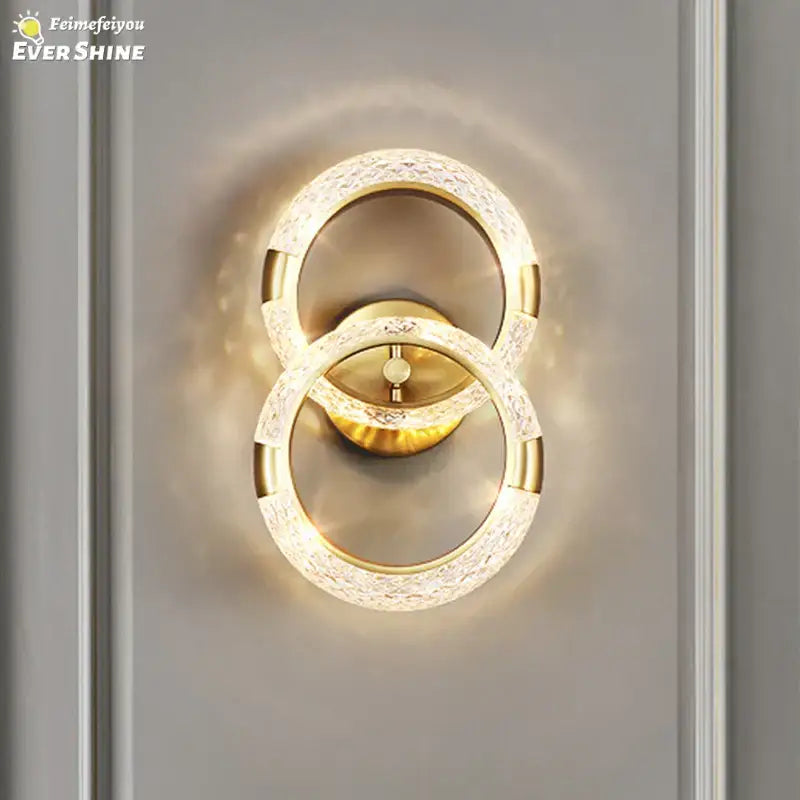 Crystal nordic wall sconce gold ring bedroom light