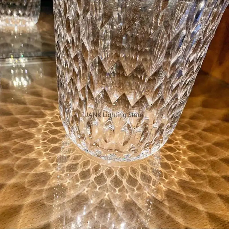 Crystal table lamp with wood lid for bedroom night light