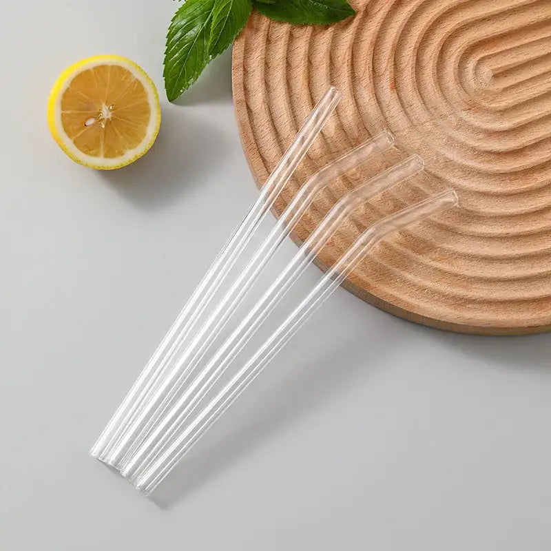 Curved clear glass straws kitchen reusable eco friendly decorbites glass