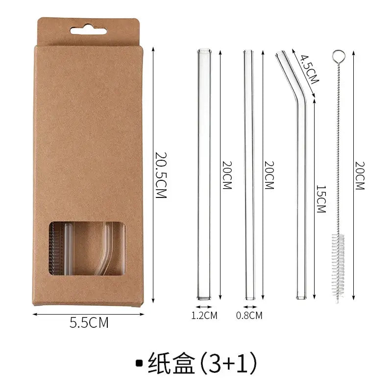 Curved clear glass straws kitchen reusable eco friendly decorbites glass