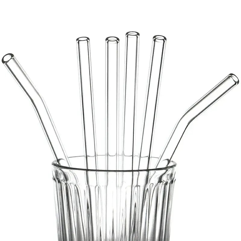 Curved clear glass straws kitchen reusable eco friendly decorbites glass