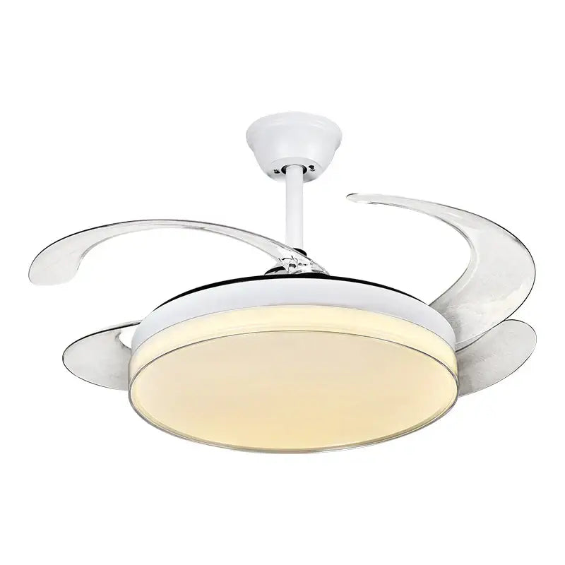 Curved white decorbites led ceiling fan for bedroom lighting