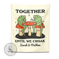 Cute cartoon frog moon phase tapestry cream bedroom wall decor