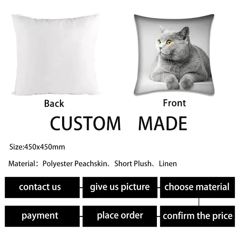 Cute cat anime pillow case – bedroom and living room square cushion
