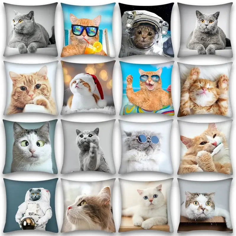 Cute cat anime pillow case – bedroom and living room square cushion