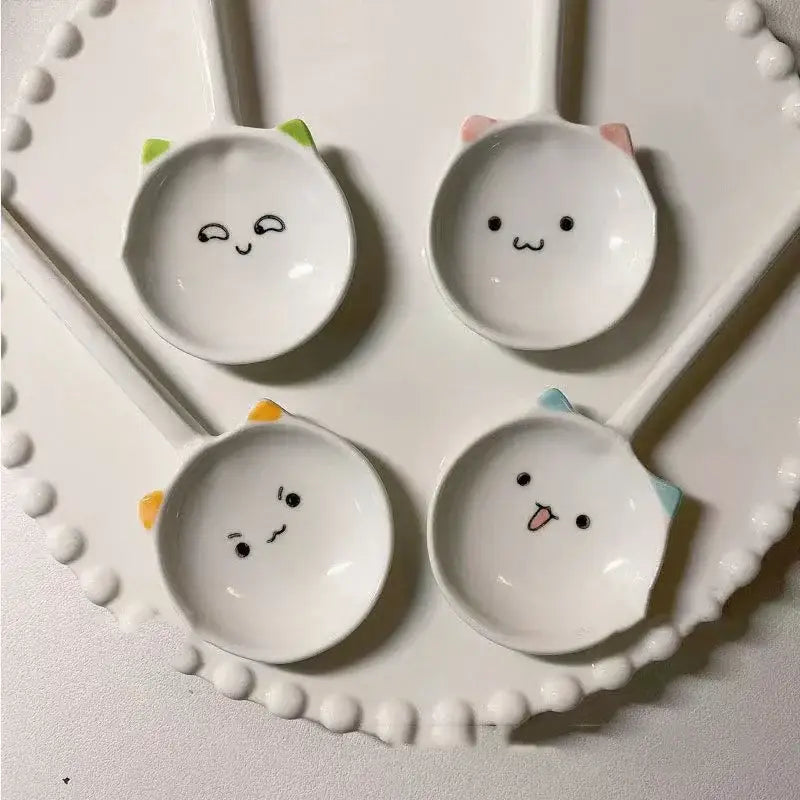 Cute cat ceramic spoon – kitchen and dining room dessert server
