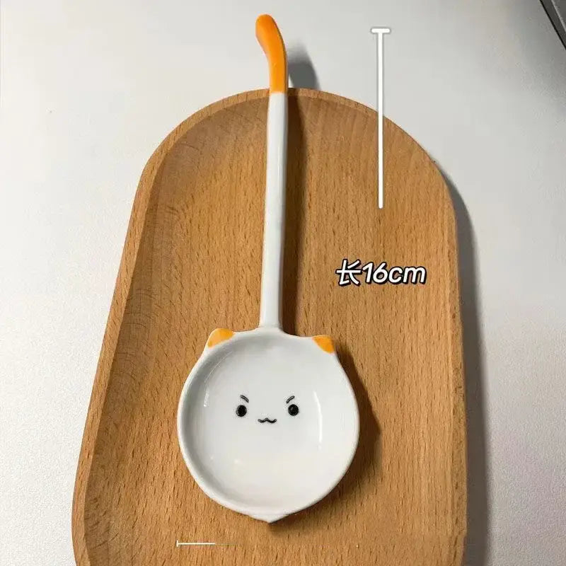 Cute cat ceramic spoon – kitchen and dining room dessert server