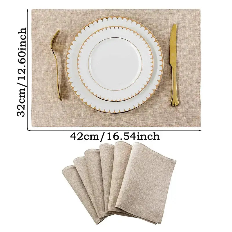 Cute dog linen dining mats set of 6 pug illustrations