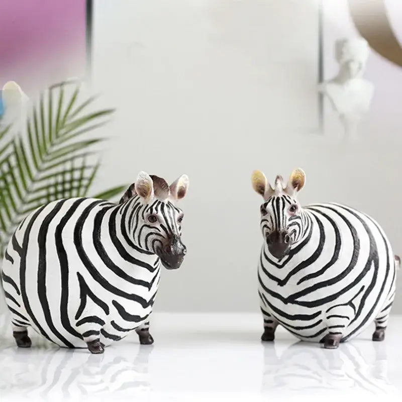 Cute fat zebra resin animal figurine set living room decor