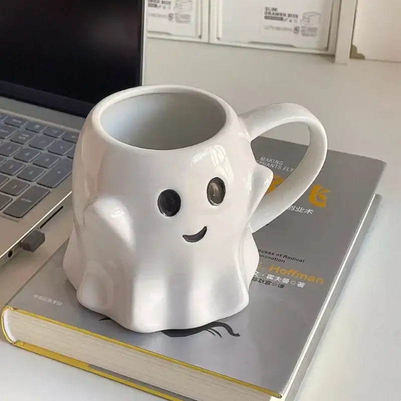Cute ghost white ceramic mug set kitchen coffee cups