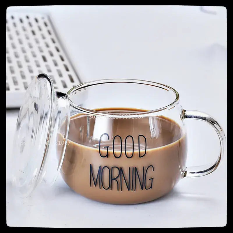 Cute letter glass mug kitchen printed fruit and flower drinkware