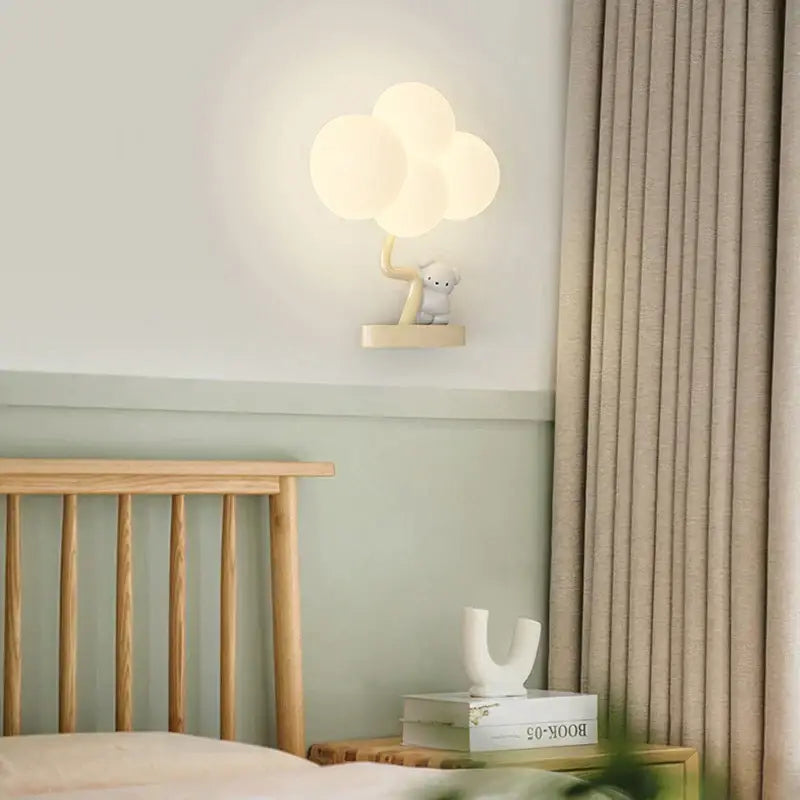Cute monkey tree wall lamp bedroom cloud shape light