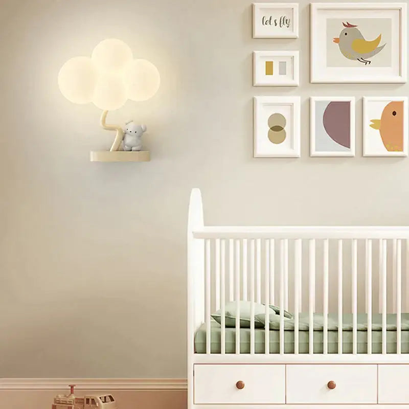 Cute monkey tree wall lamp bedroom cloud shape light