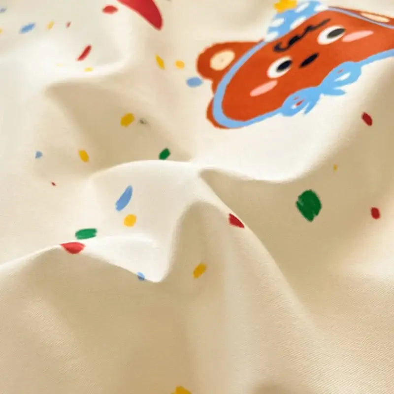 Cute pastel bear cotton bedding set bedroom floral print