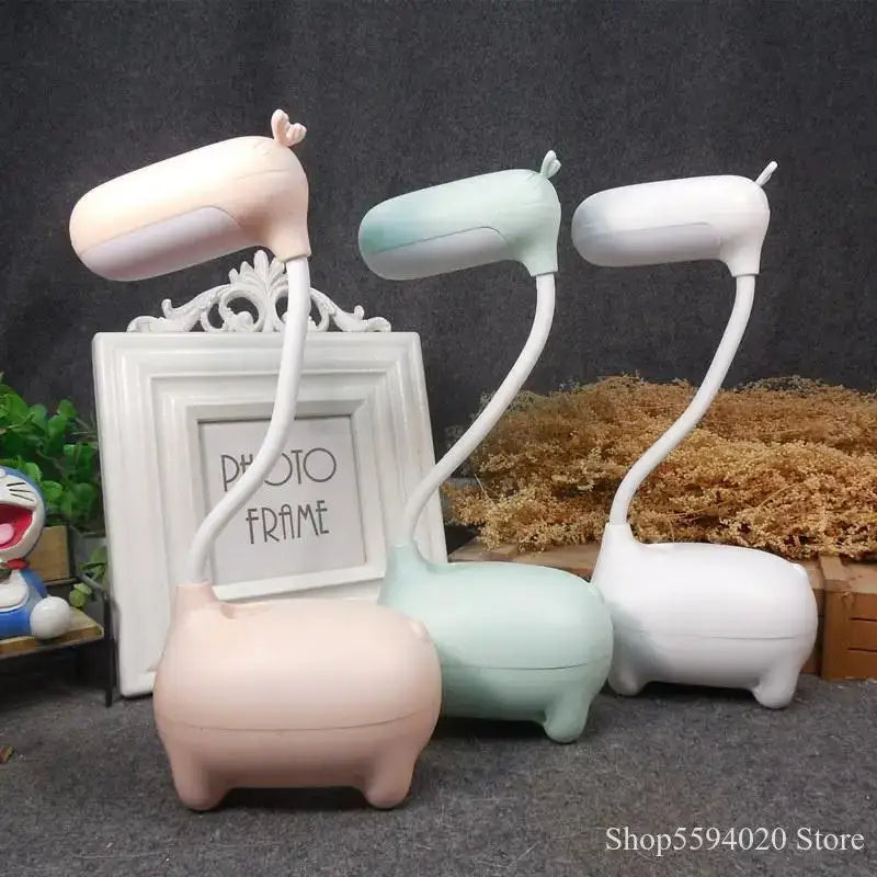Cute pig elk night lamp pink white mint bedroom desk light