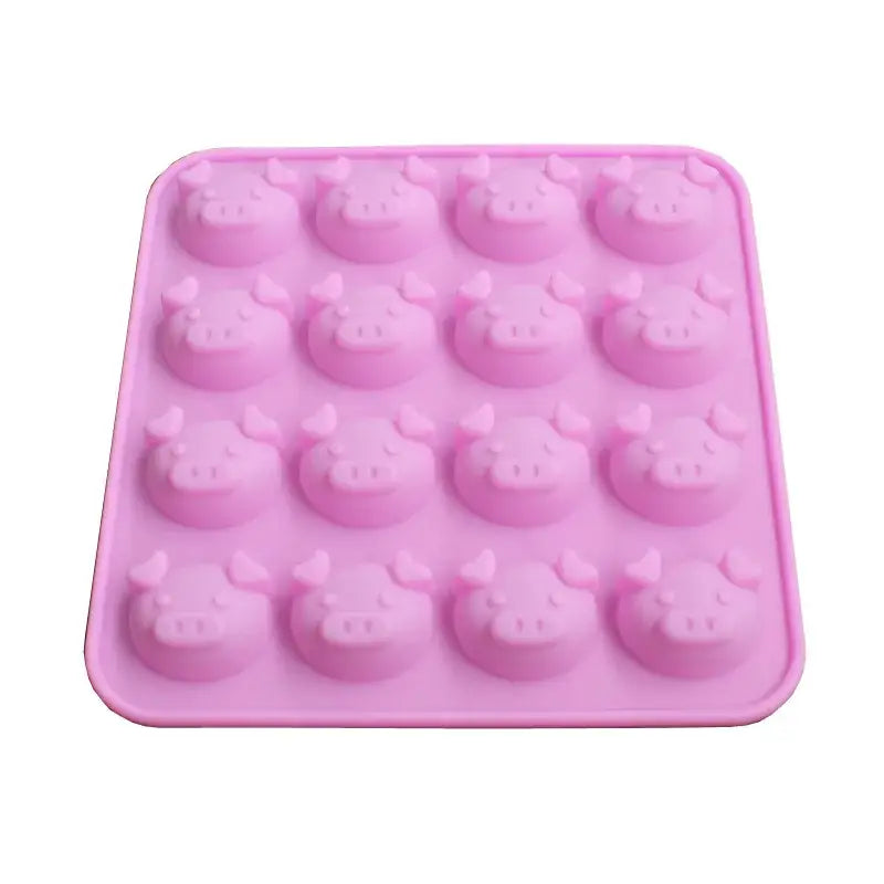 Cute pig head pink silicone cake mold kitchen ice cube tray