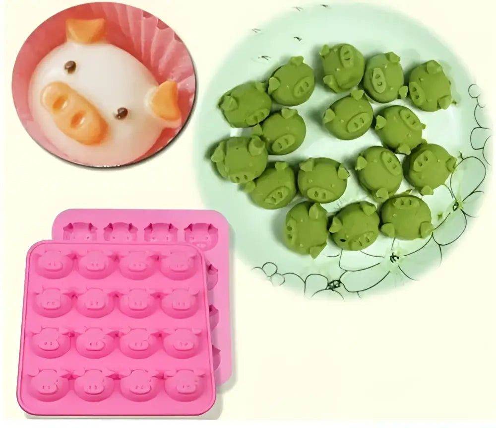 Cute pig head pink silicone cake mold kitchen ice cube tray