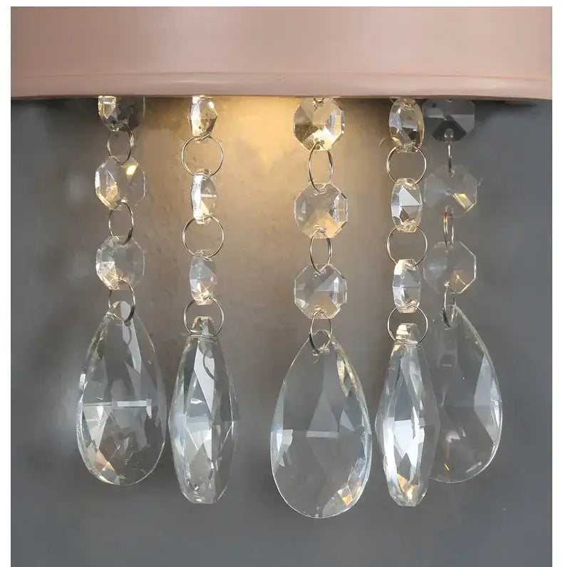 Cute resin crystal pink crown wall sconce bedroom light