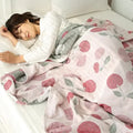 Daisy pattern light blue double cotton blanket bedroom bed cover