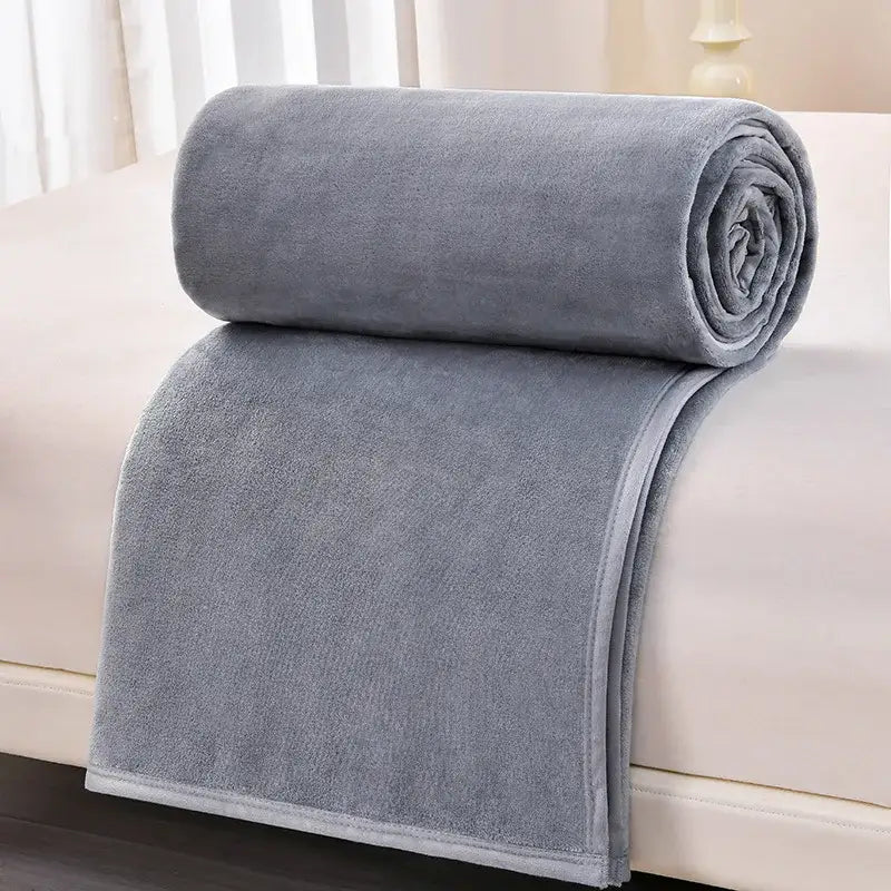 Dark gray & light gray cozy flannel blanket living room sofa cover
