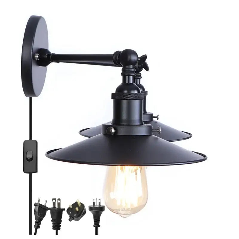 Industrial vintage black 2-head led wall lamp for living room