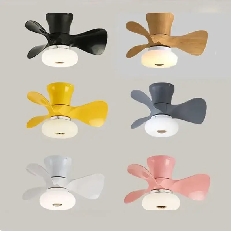 Modern pink and wood smart ceiling fans for kids bedroom