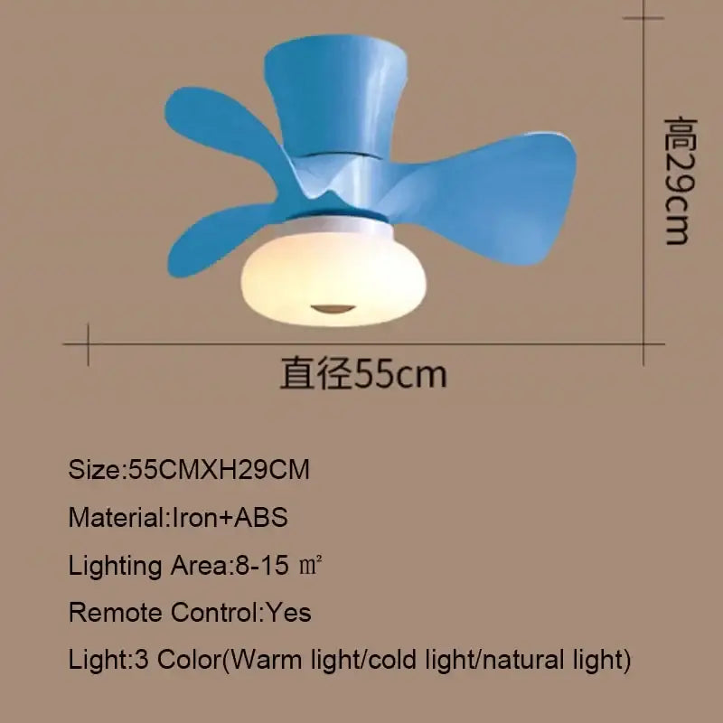 Modern pink and wood smart ceiling fans for kids bedroom