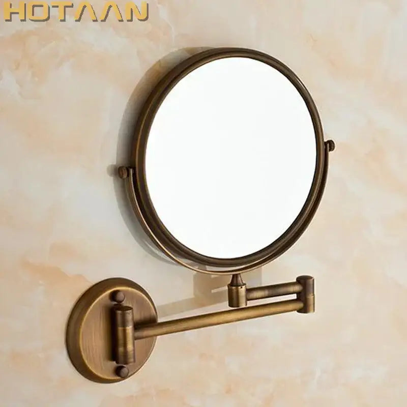 Antique brass shave makeup mirror bathroom extendable wall mount
