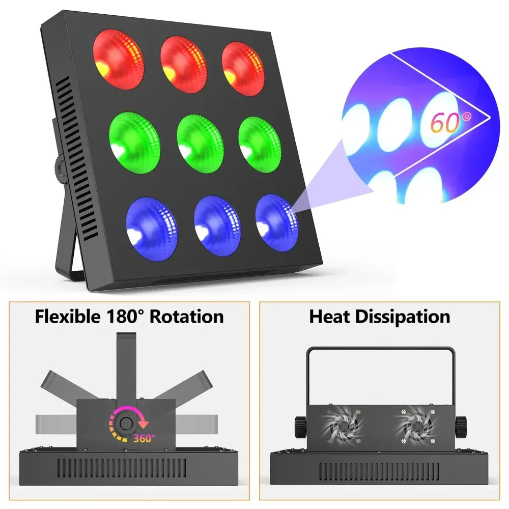 Black 9-eye cob matrix stage light concert hall led panel