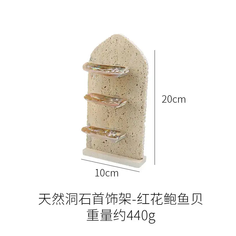 Art deco beige & pink abalone shell jewelry organizer bedroom stand