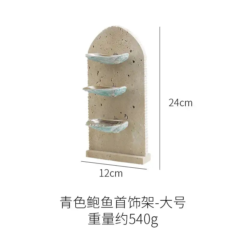 Art deco beige & pink abalone shell jewelry organizer bedroom stand