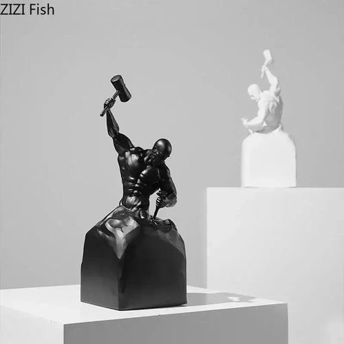 Abstract sculpting oneself character statue black & white living room decor