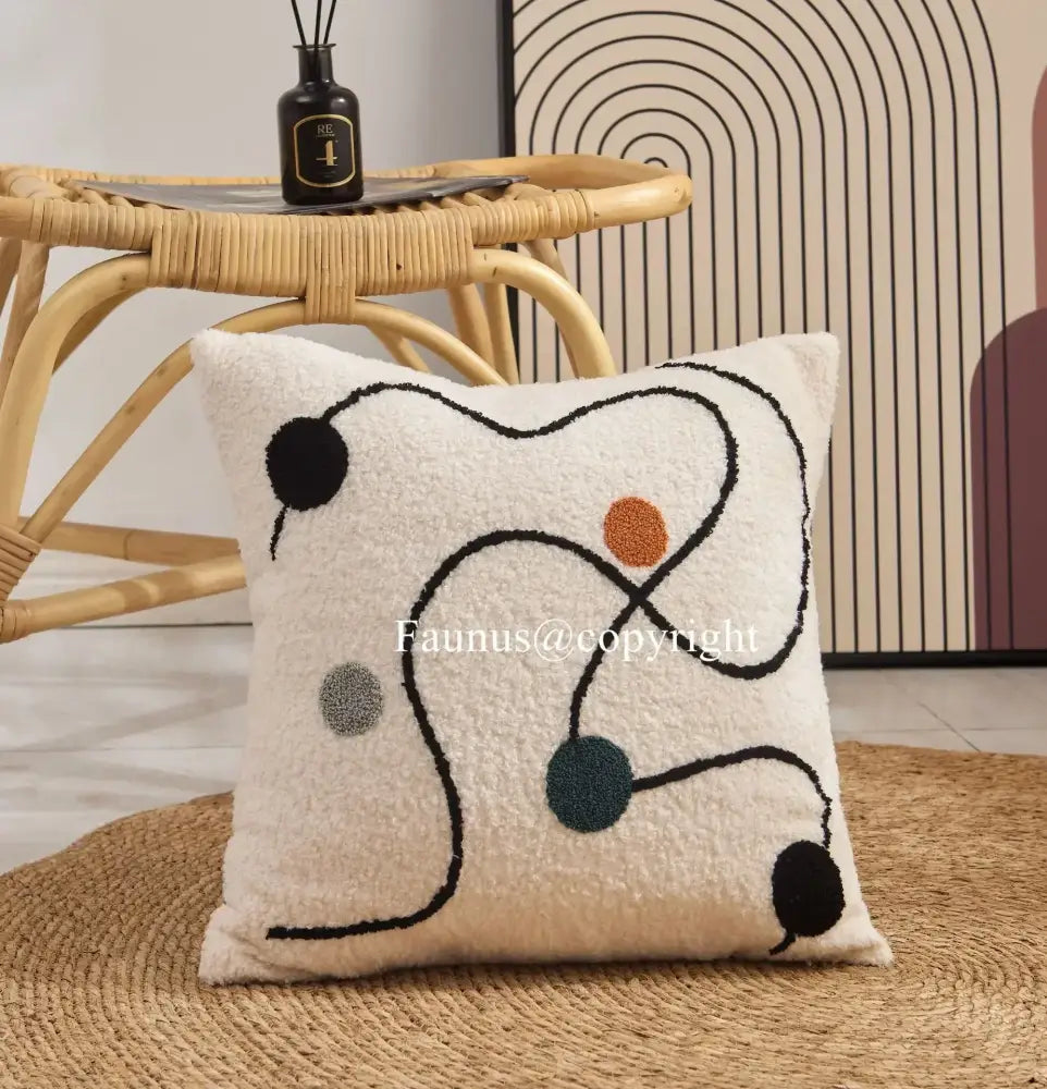 Abstract art line cushion cover white & black living room pillow