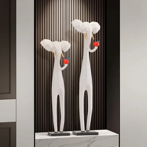 Abstract black and white elephant art living room sculptures