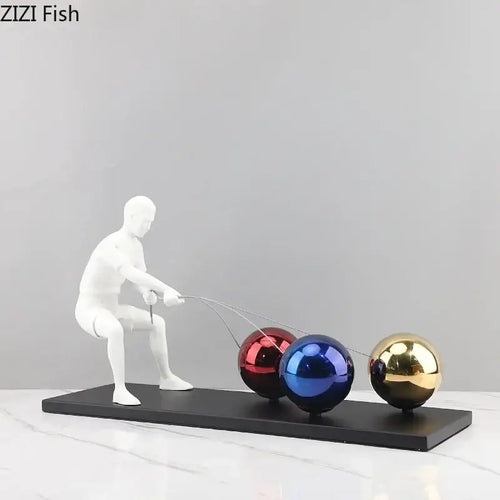 Abstract character metal sculpture white resin figurine living room