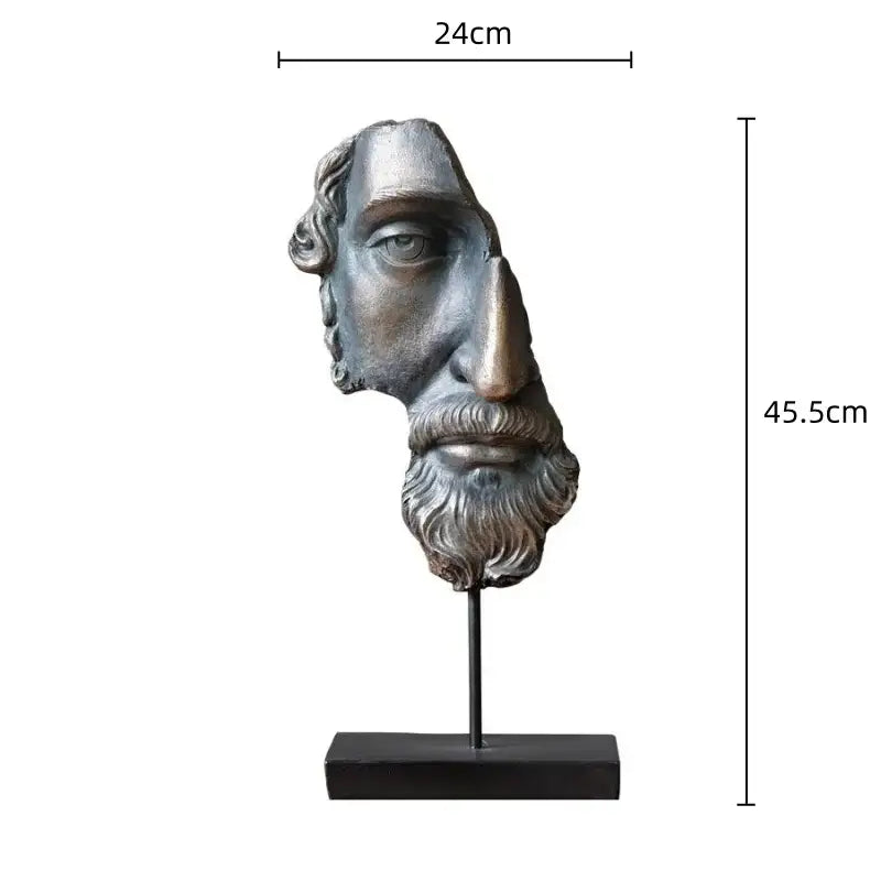 Antique silver & white david face resin sculpture living room decor