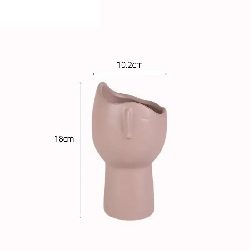 Blush pink abstract face ceramic vase living room decor