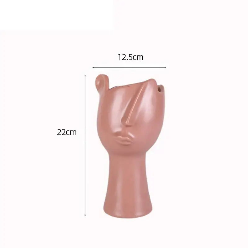 Blush pink abstract face ceramic vase living room decor