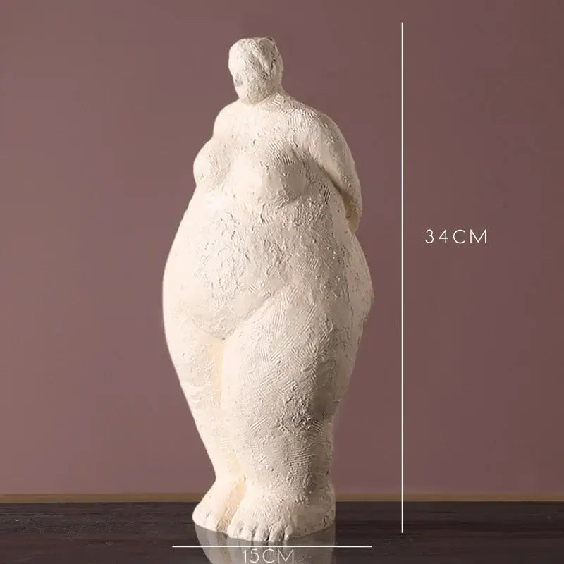 Abstract terracotta & gray fat lady figurines living room decor