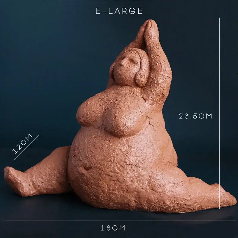 Abstract terracotta & gray fat lady figurines living room decor