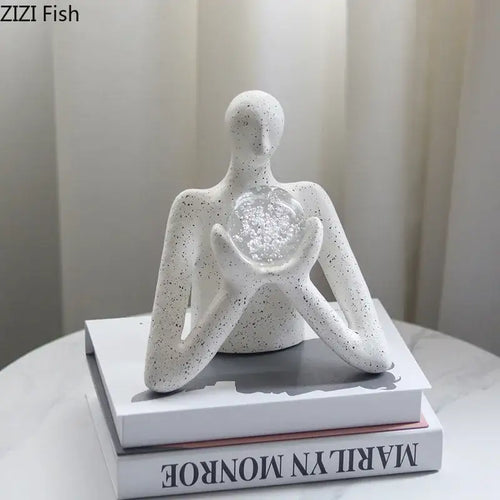 Abstract white figures sculpture decor bedroom glass orb ornament