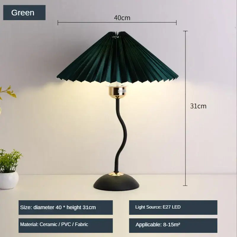 Decorbites adjustable pleated table lamp cream & gold bedroom light