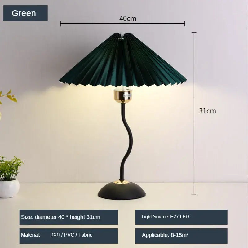 Decorbites adjustable pleated table lamp cream & gold bedroom light
