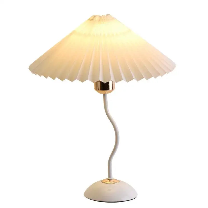 Decorbites adjustable pleated table lamp cream & gold bedroom light